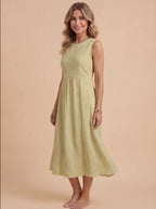 Besticktes Damen-Midikleid ohne Ärmel – Leicht & Zeitlos