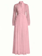 Damen-Maxi-Hemdkleid mit Knopfleiste und Falten