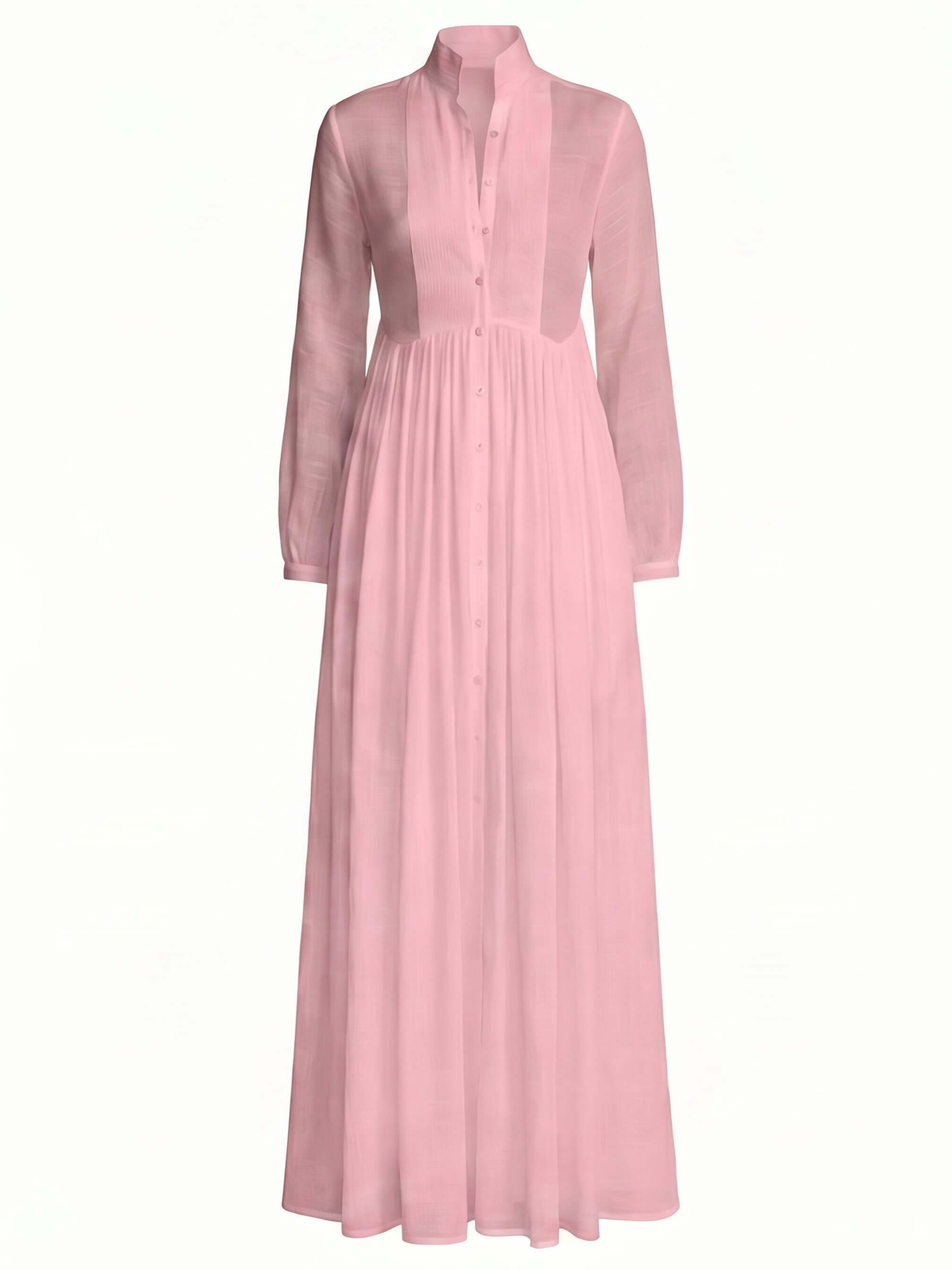 Damen-Maxi-Hemdkleid mit Knopfleiste und Falten