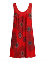 Damen Kleid – Ärmelloses Leichtes Sommerkleid mit Print