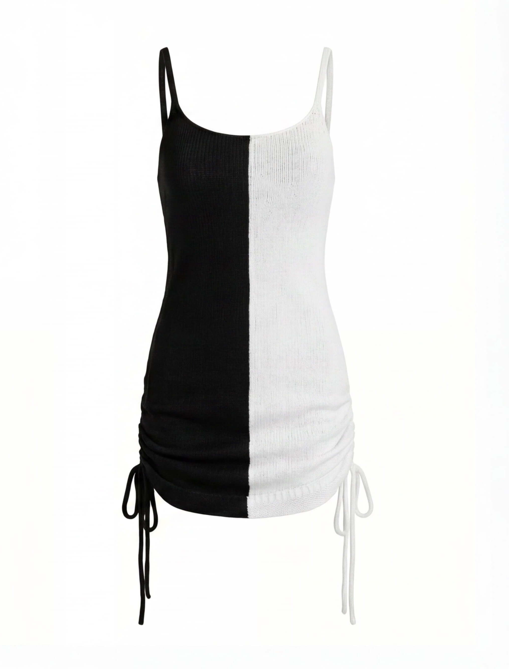 Damen Strick Mini Kleid – Spaghetti-Träger & Figurbetonte Silhouette