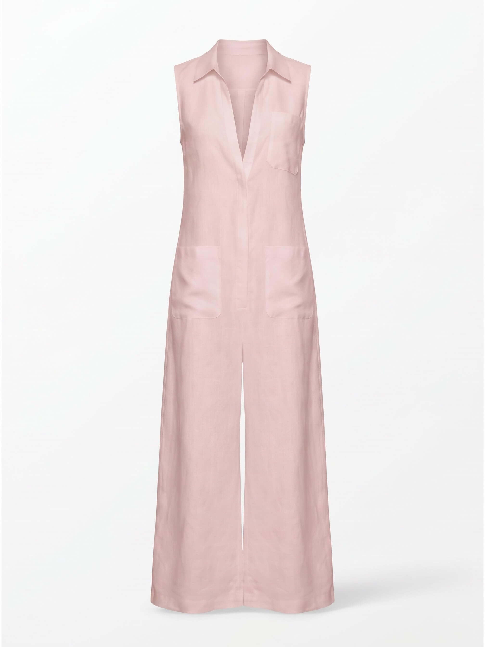 Ärmelloser Damen-Jumpsuit mit Kragen und weitem Bein