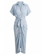Damen Midi Sommerkleid mit Raffung