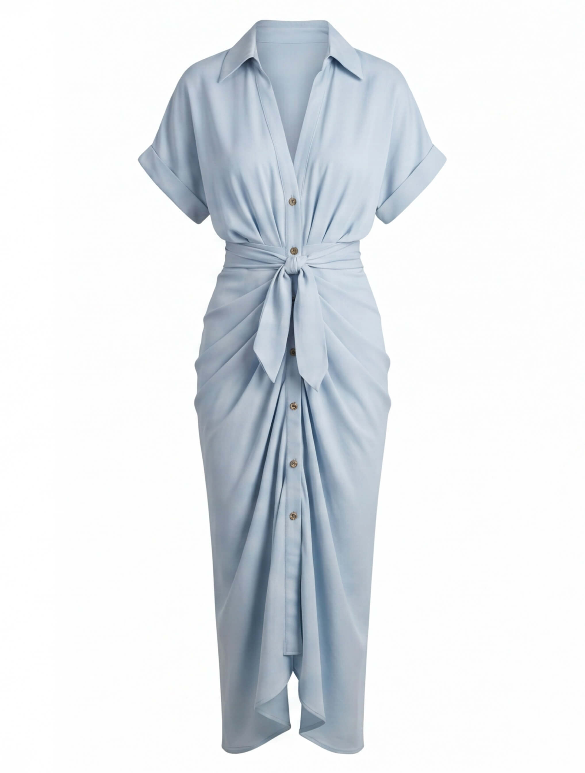 Vestido midi de verano para mujer con fruncido