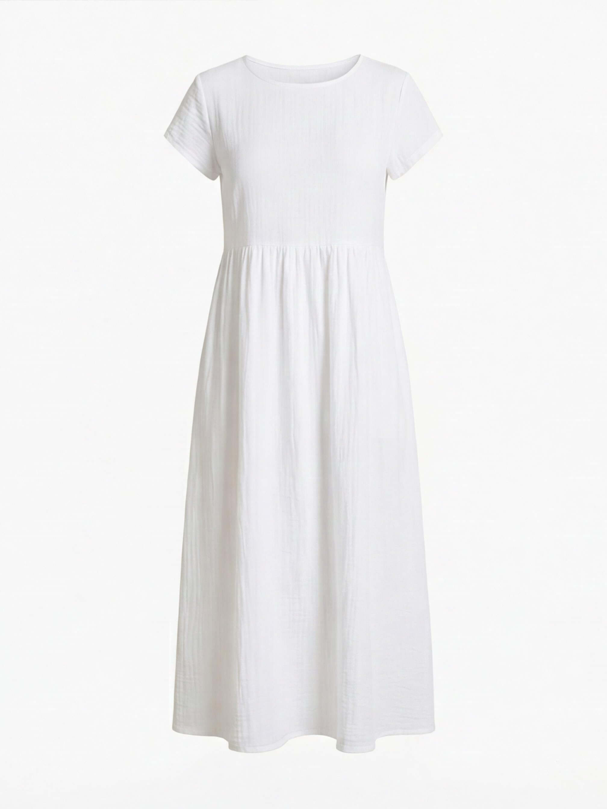 Damen Kleid – Midi Kleid mit Rundhalsausschnitt und Lockerer Passform