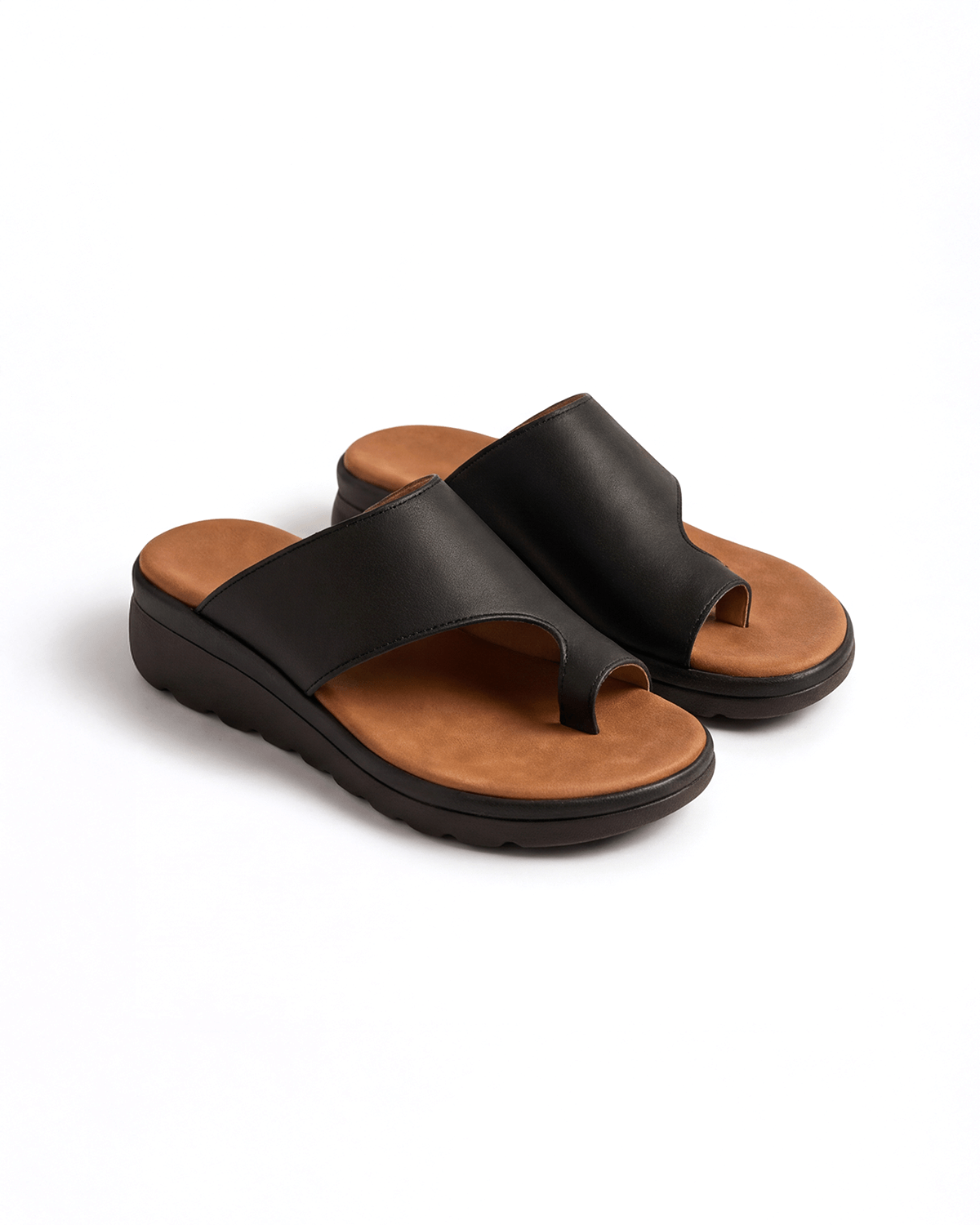 Damen Slide-Sandalen mit Zehenschlaufe – Plateausohle