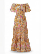 Dame off-shoulder maxikjole med blomsterprint