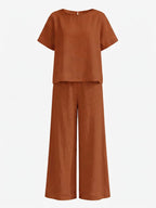 Damen-Set mit Kurzarmtop und weiter Hose