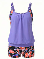 Damen-Tankini-Set mit Blumenmuster und Boyshort