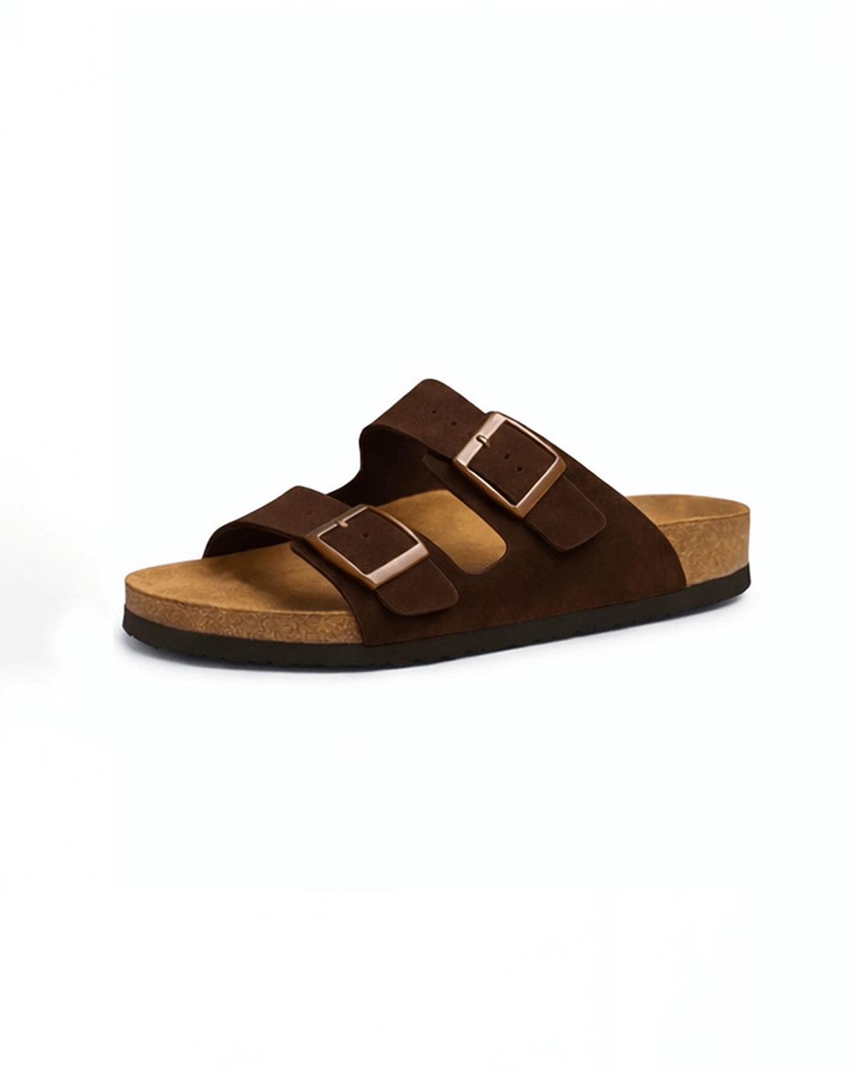 Damen Slide-Sandalen – Doppel-Schnallen mit Fußbett