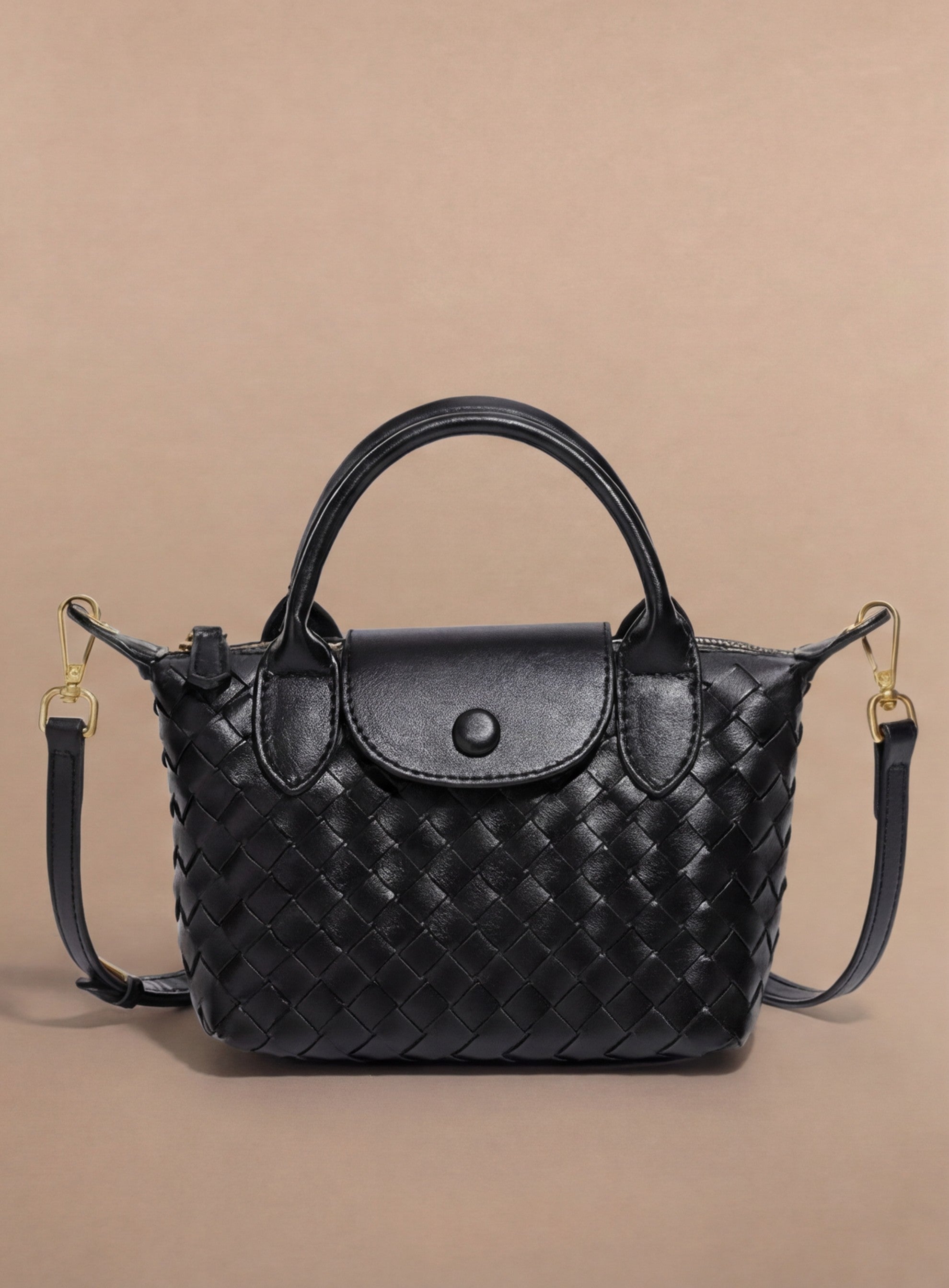 Damen Handtasche – Geflochtene Mini-Bag aus Kunstleder