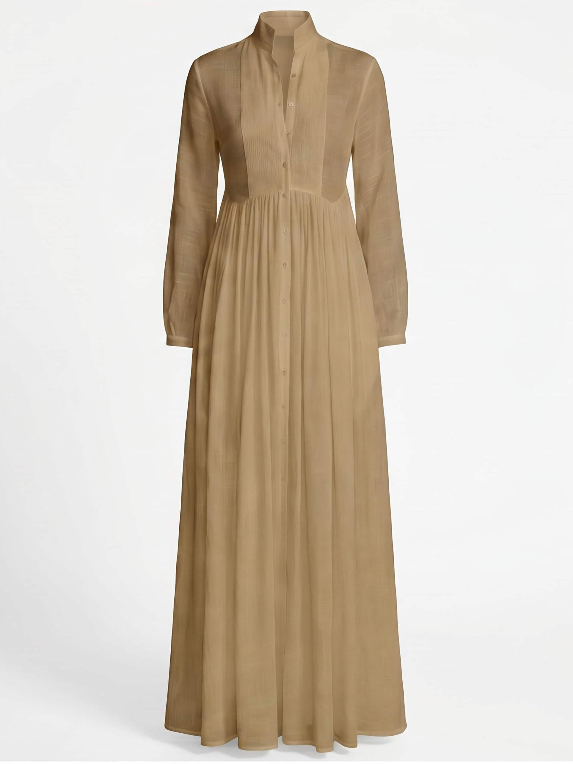 Damen-Maxi-Hemdkleid mit Knopfleiste und Falten