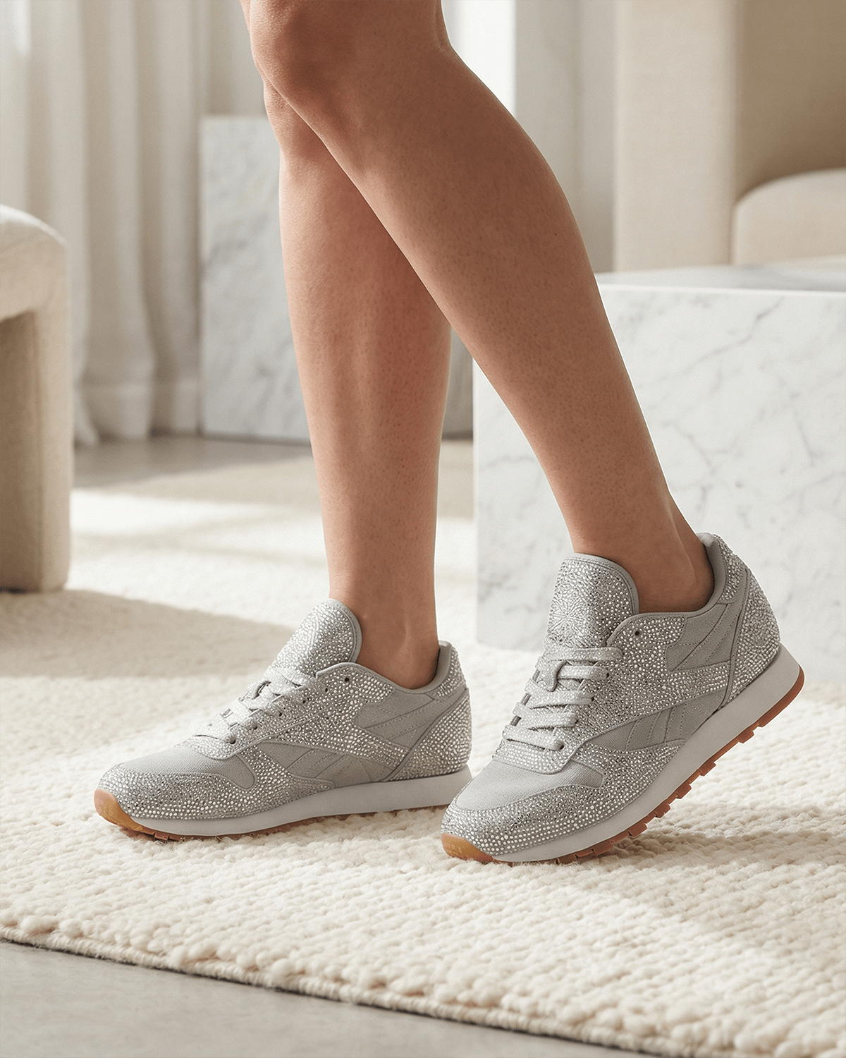 Damen Schnür-Sneaker – Glitzer Low-Top