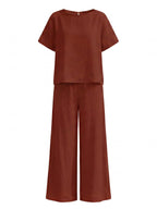 Damen-Set mit Kurzarmtop und weiter Hose