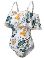 Damen-Badeanzug mit Off-Shoulder-Rüschen und Trägern