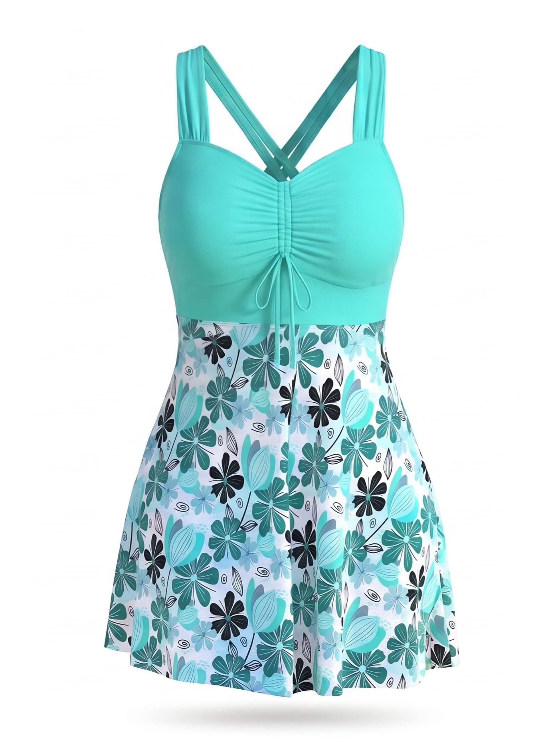 Damen-Badeanzug mit Paisley-Muster und Rockteil