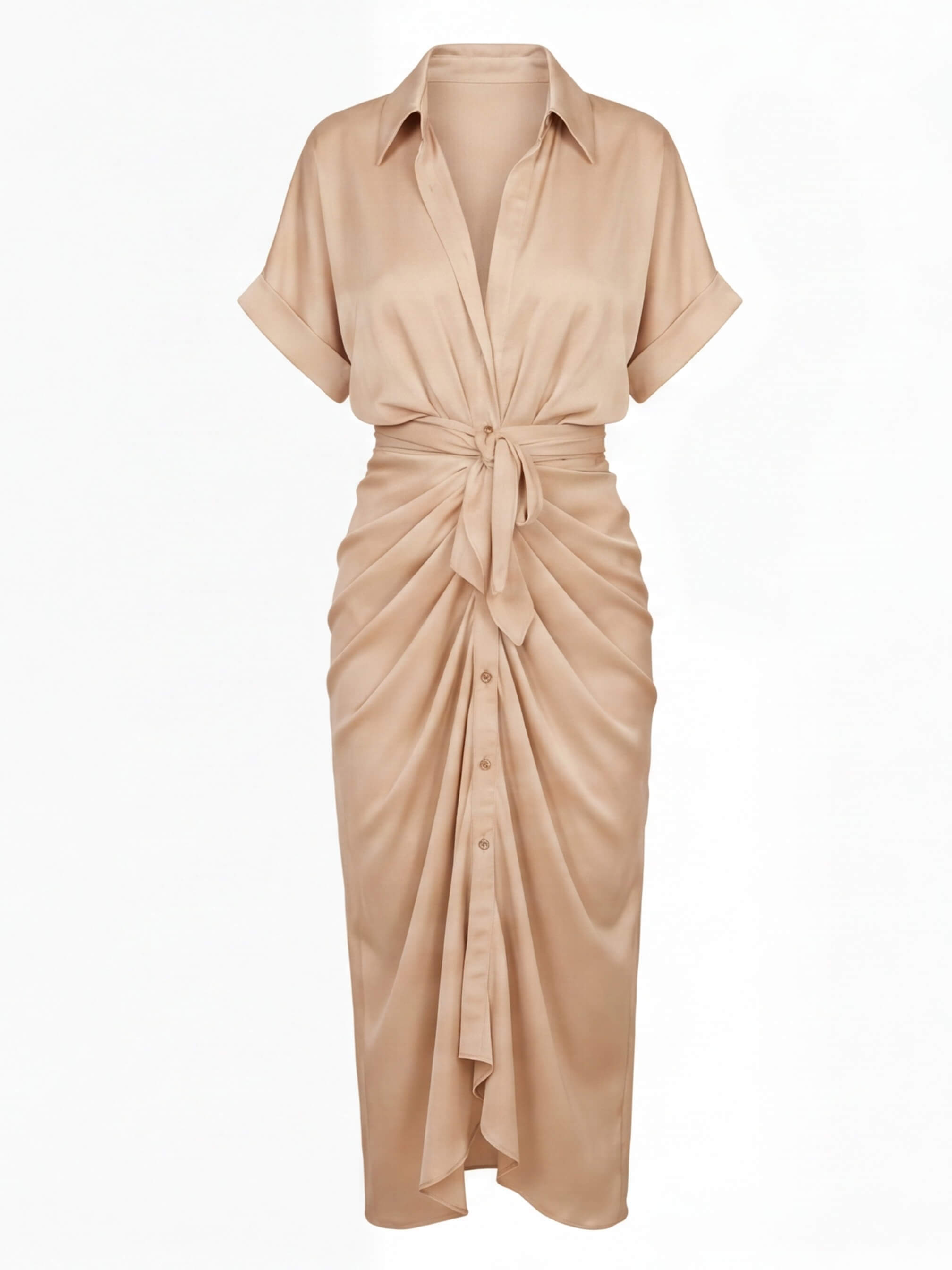 Vestido midi de verano para mujer con fruncido