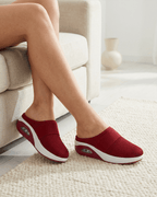 Damen Mule-Sneaker mit Stretchriemen – Slipper in Strickoptik