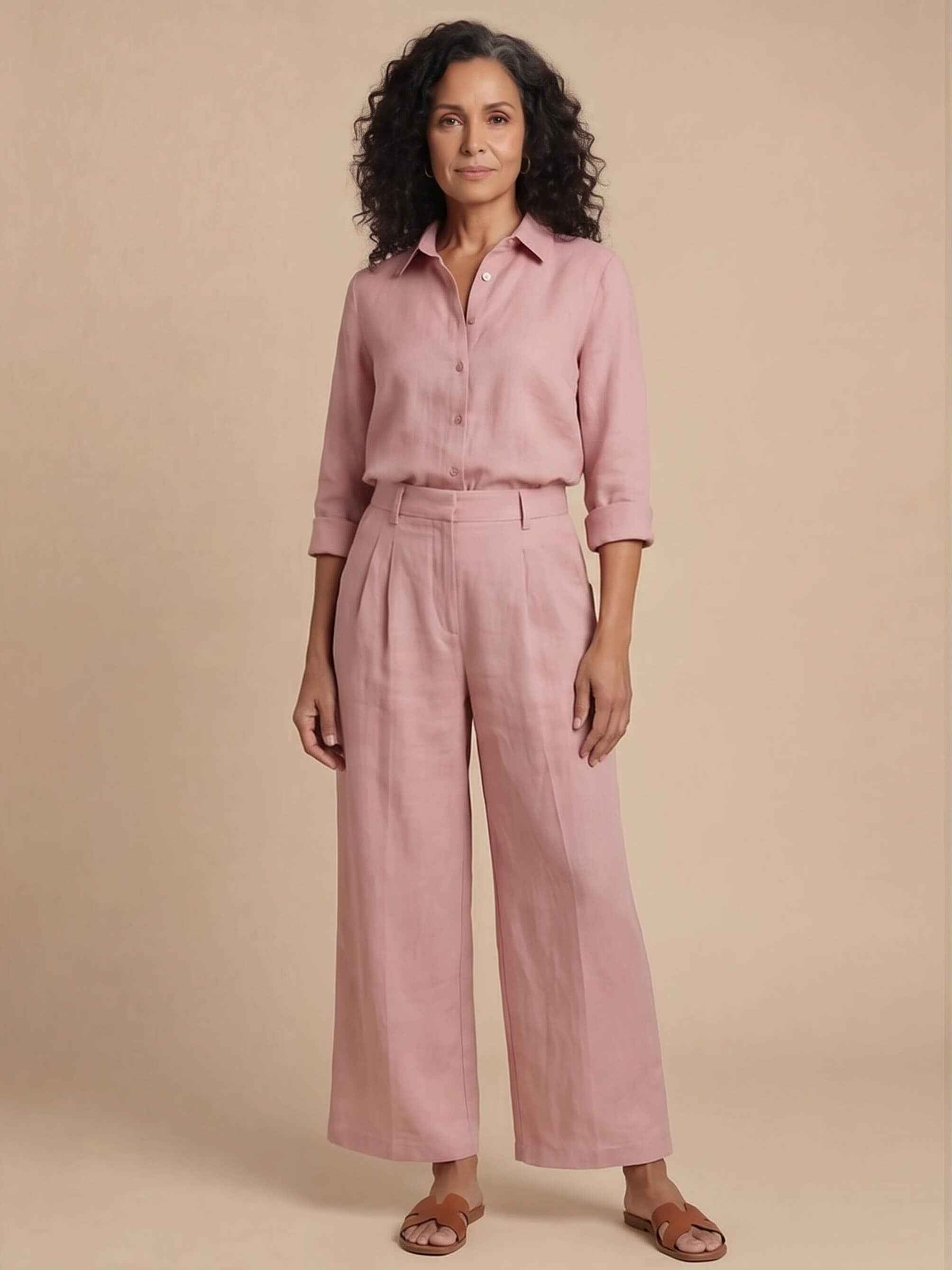 Damen-Set mit Hemdbluse und weiter Hose