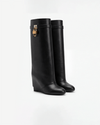Botas de mujer hasta la rodilla con detalle de cremallera decorativa