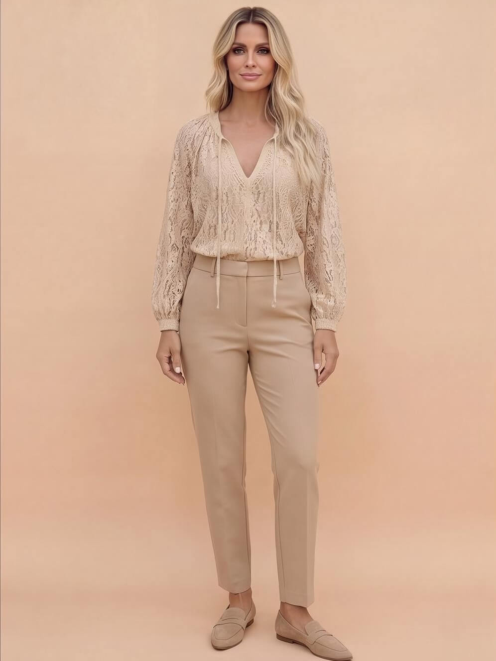 Boho Spitzenbluse für Damen mit offenem Ausschnitt