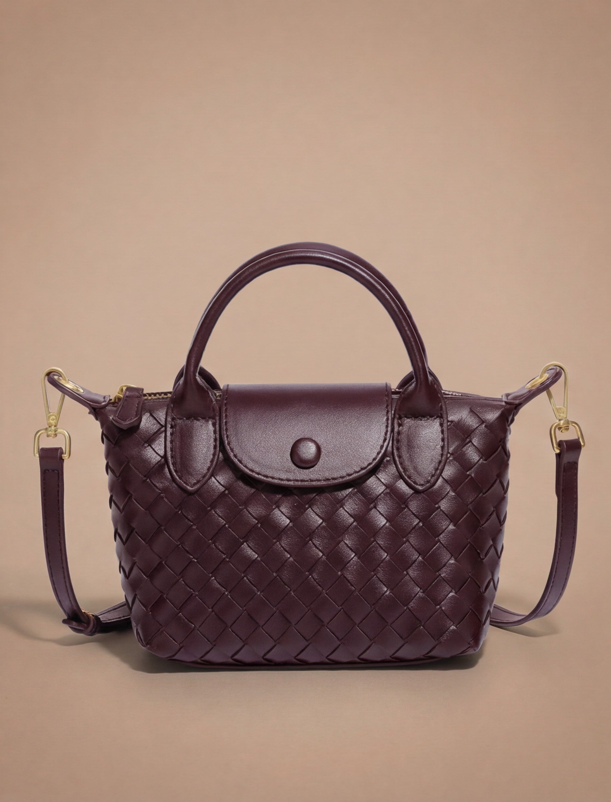 Damen Handtasche – Geflochtene Mini-Bag aus Kunstleder