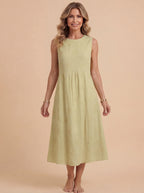 Besticktes Damen-Midikleid ohne Ärmel – Leicht & Zeitlos
