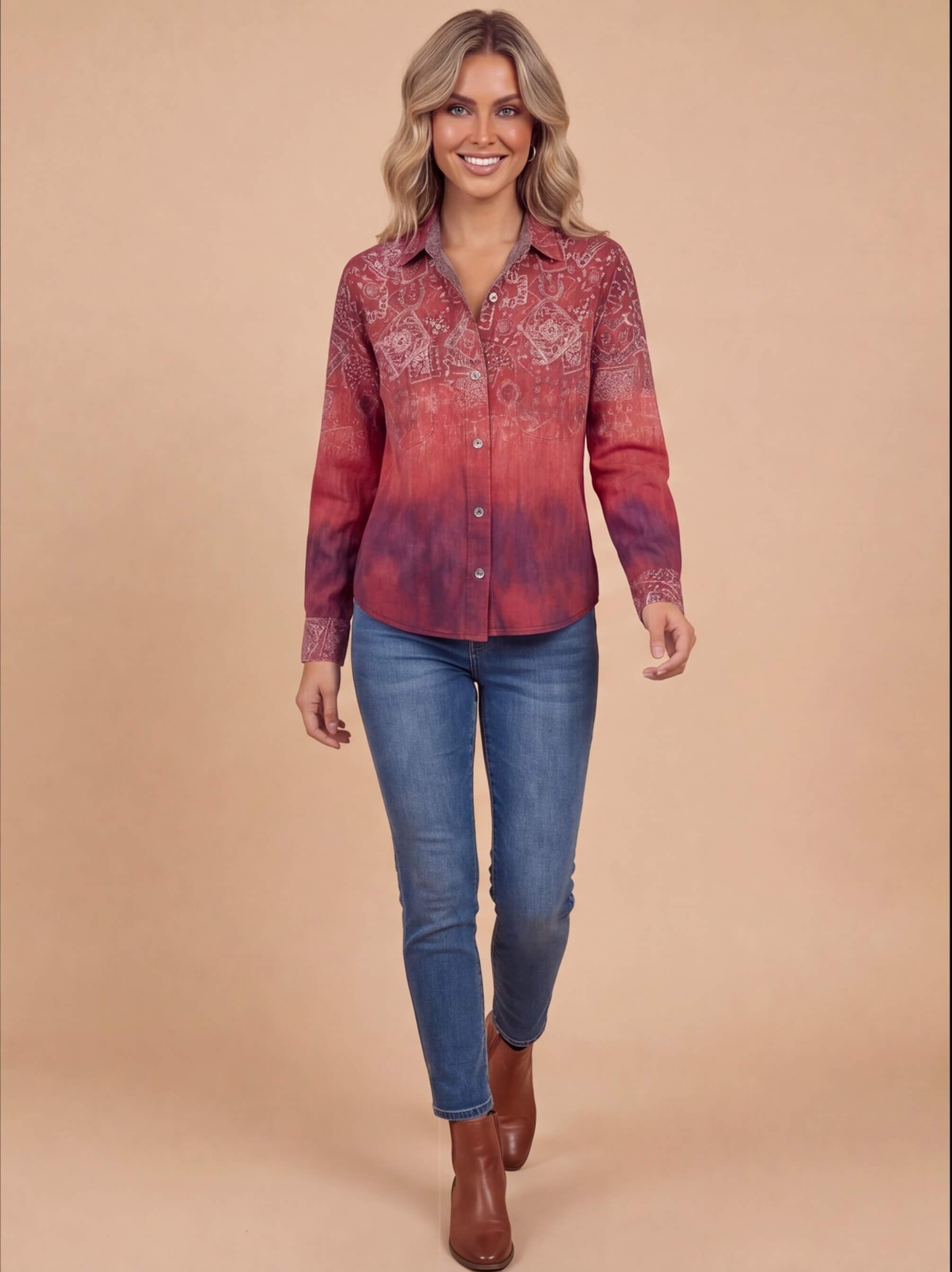 Damenbluse – Vintage Blumenbluse mit Print
