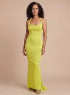 Damen-Maxikleid mit Carmen-Ausschnitt und figurbetonter Silhouette