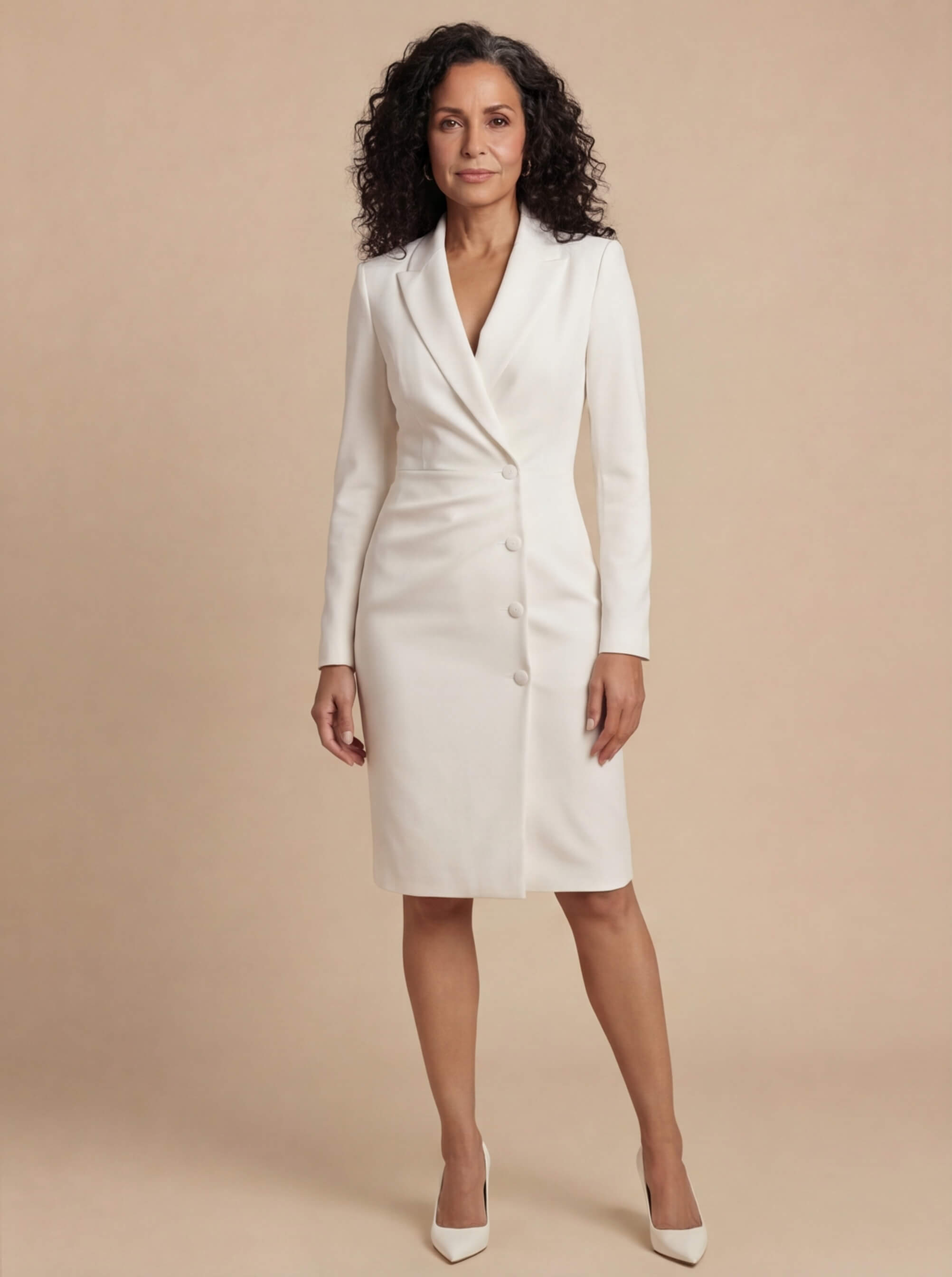 Elegantes Damenkleid mit Reverskragen – Knie-Länge