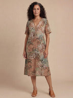 Damen Midi-Kleid mit lebendigem Print