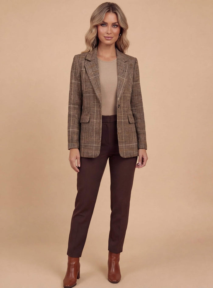 Damen Karierter Blazer – Taillierte Passform & Zeitlose Eleganz