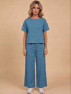 Damen-Set mit Kurzarmtop und weiter Hose