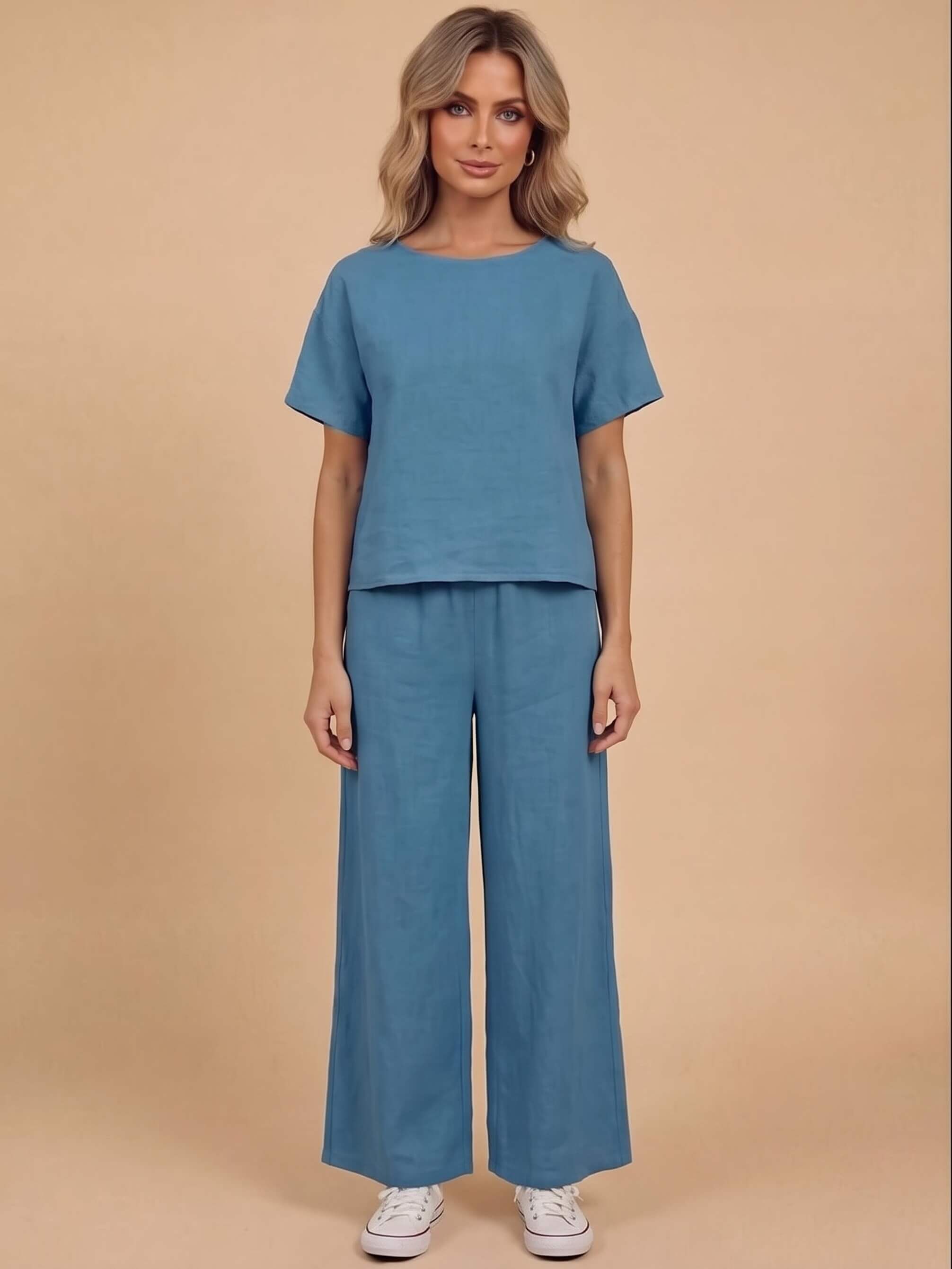 Damen-Set mit Kurzarmtop und weiter Hose