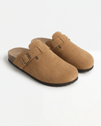 Damen Flache Clogs – mit Schnallenriemen