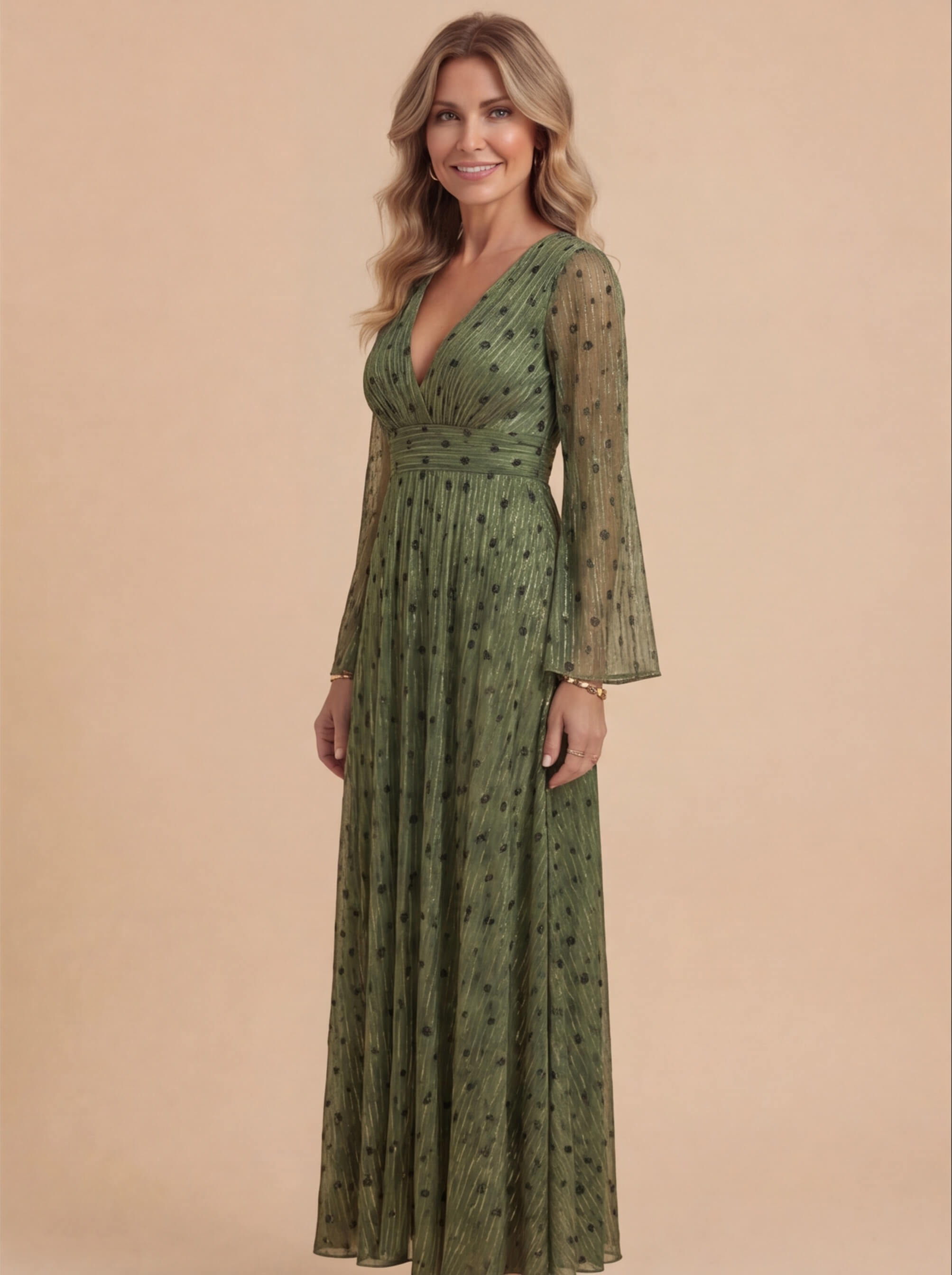 Vestido maxi boho para mujer con brillo