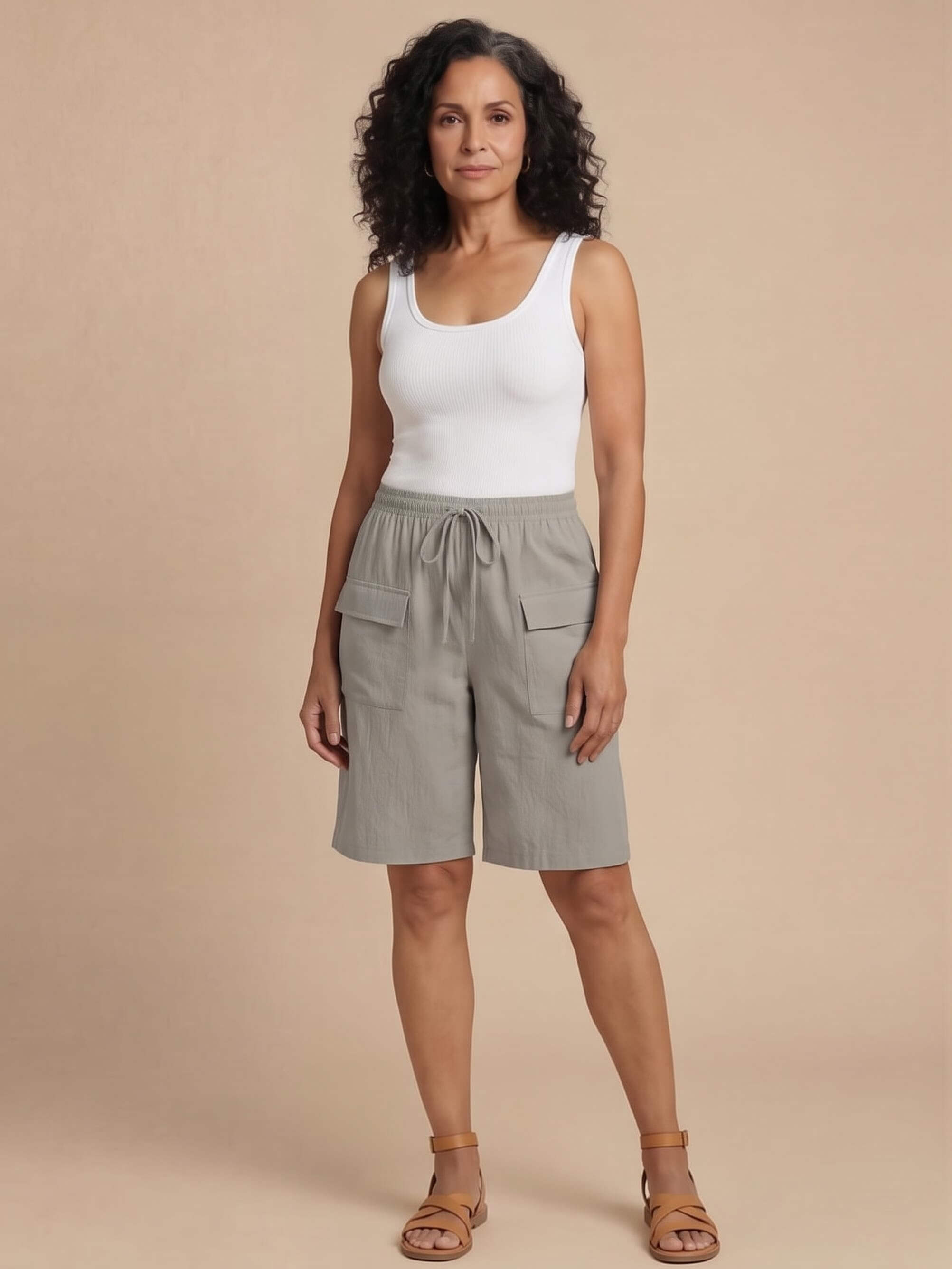 Damen-Cargo-Bermudashorts mit Tunnelzug