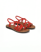Damen Flache Sandalen – Geflochtene Riemen mit Schnürung