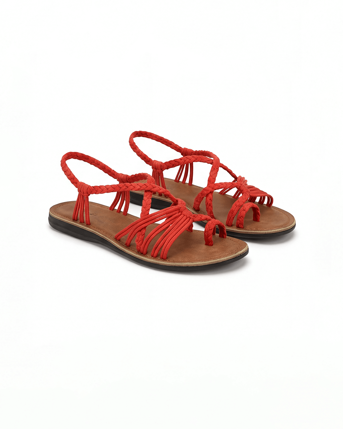 Damen Flache Sandalen – Geflochtene Riemen mit Schnürung