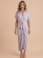 Damen Midi Sommerkleid mit Raffung