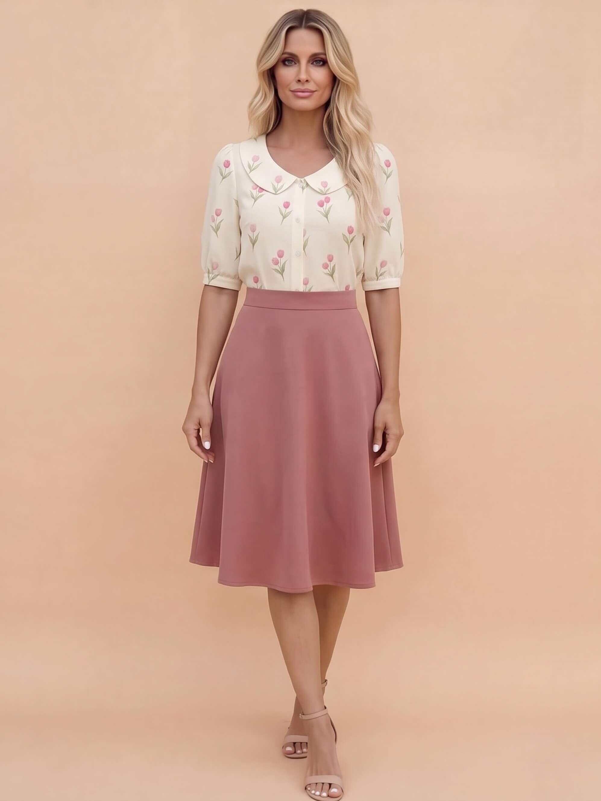 Damenbluse mit Blumenmuster und Bubikragen