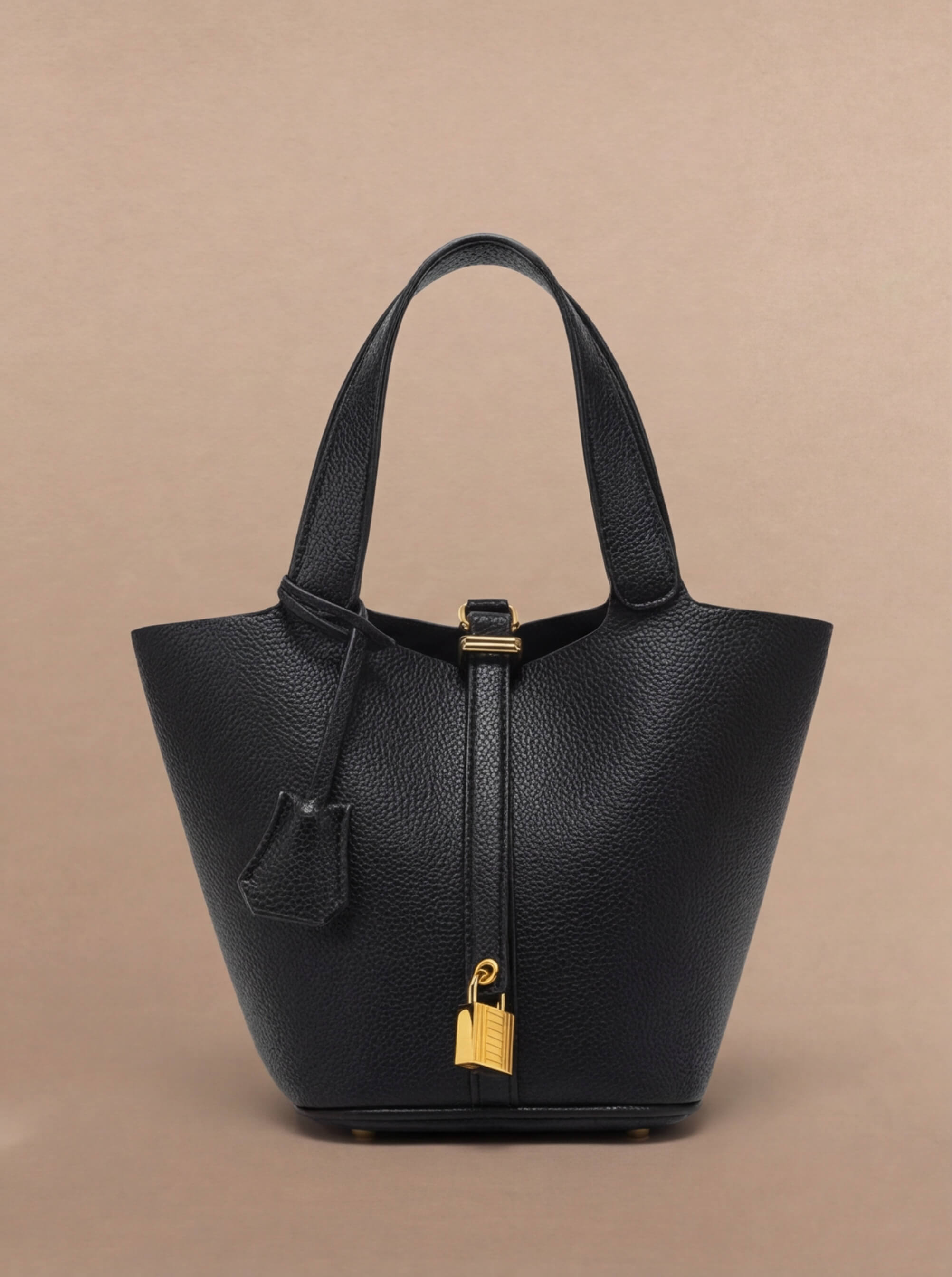 Damen Handtasche – Luxus Bucket Bag mit Goldschloss