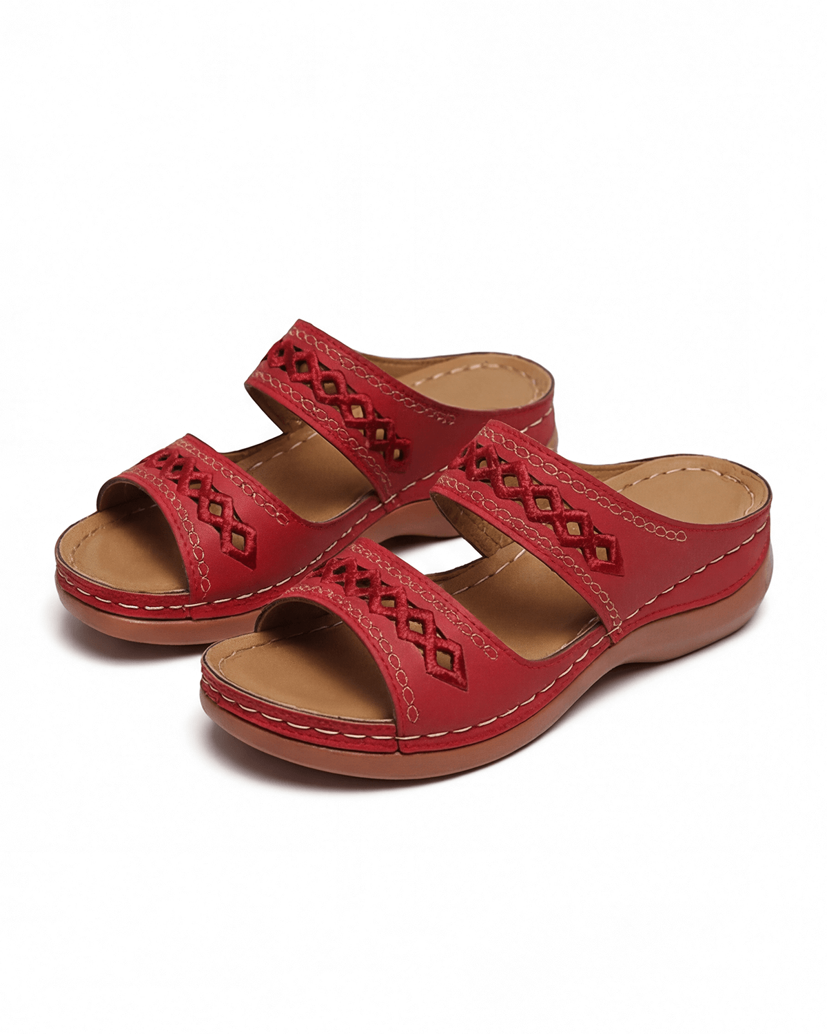 Damen Mule-Sandalen flach mit Cutout-Doppelriemen