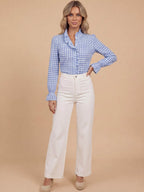 Damen Karierte Bluse mit Rüschendetails