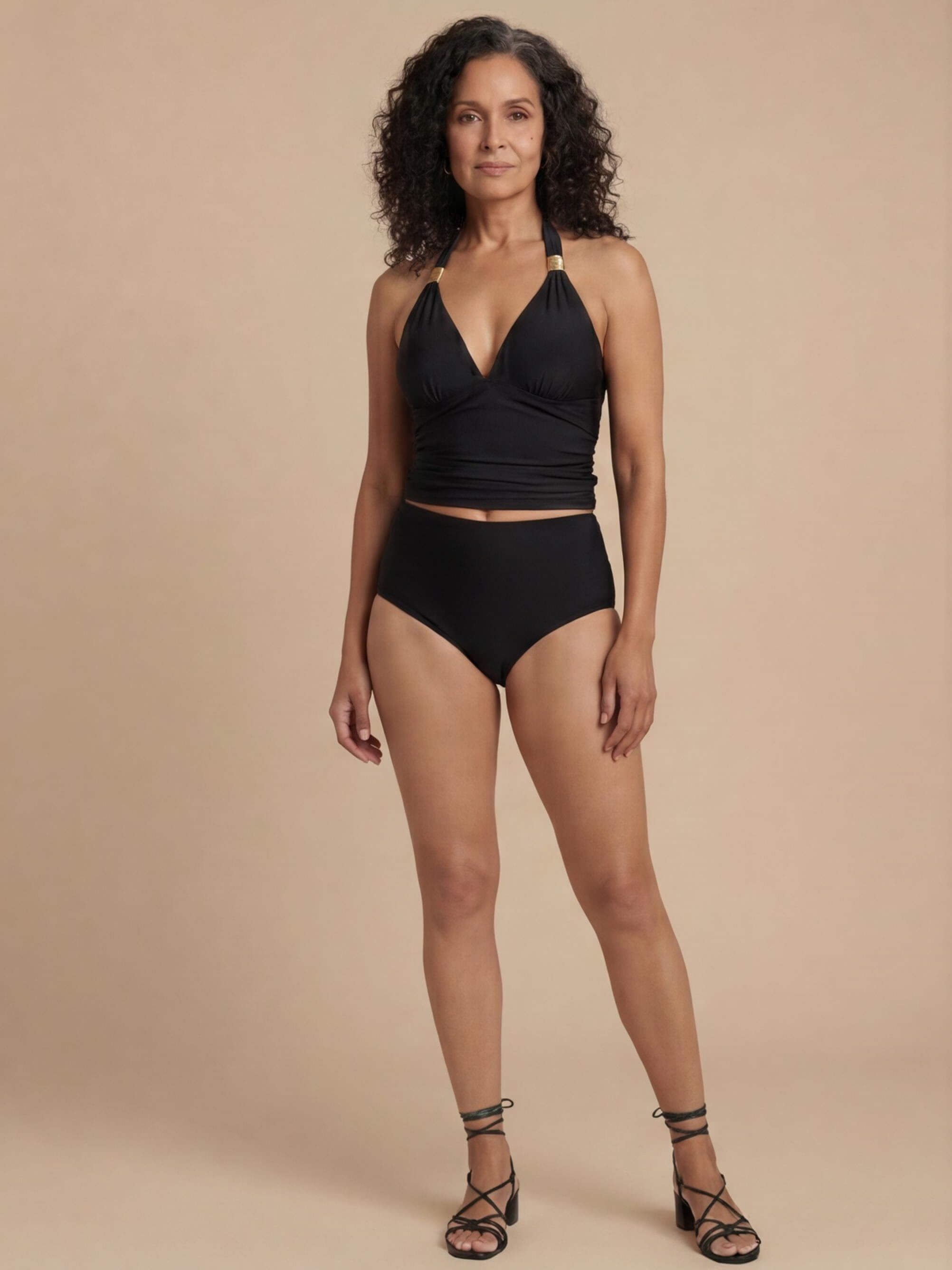 Damen-Tankini-Set mit Neckholder-Ausschnitt und High-Waist-Slip