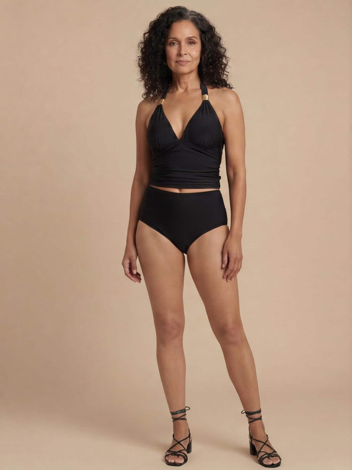 Damen-Tankini-Set mit Neckholder-Ausschnitt und High-Waist-Slip