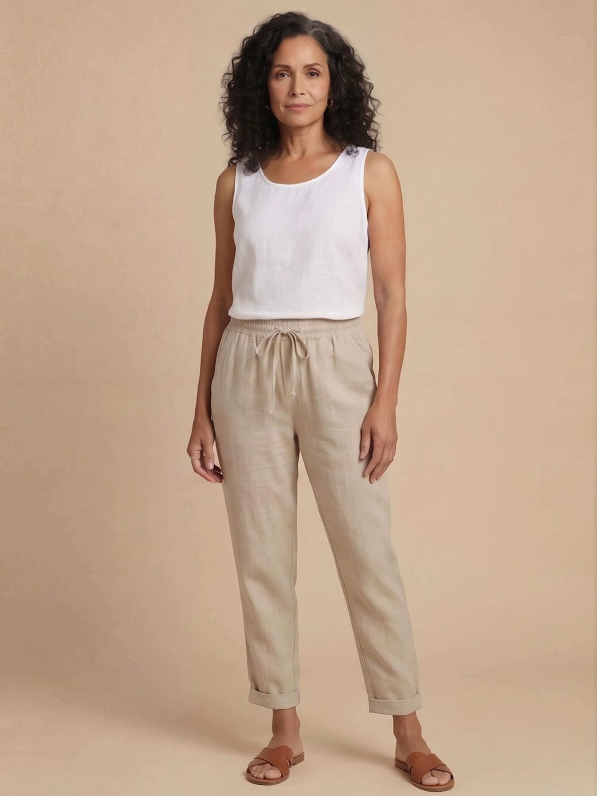 Damenhose mit Tunnelzug und schmal zulaufendem Bein