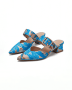 Salones slingback para mujer con tacón ancho: con correa y hebilla
