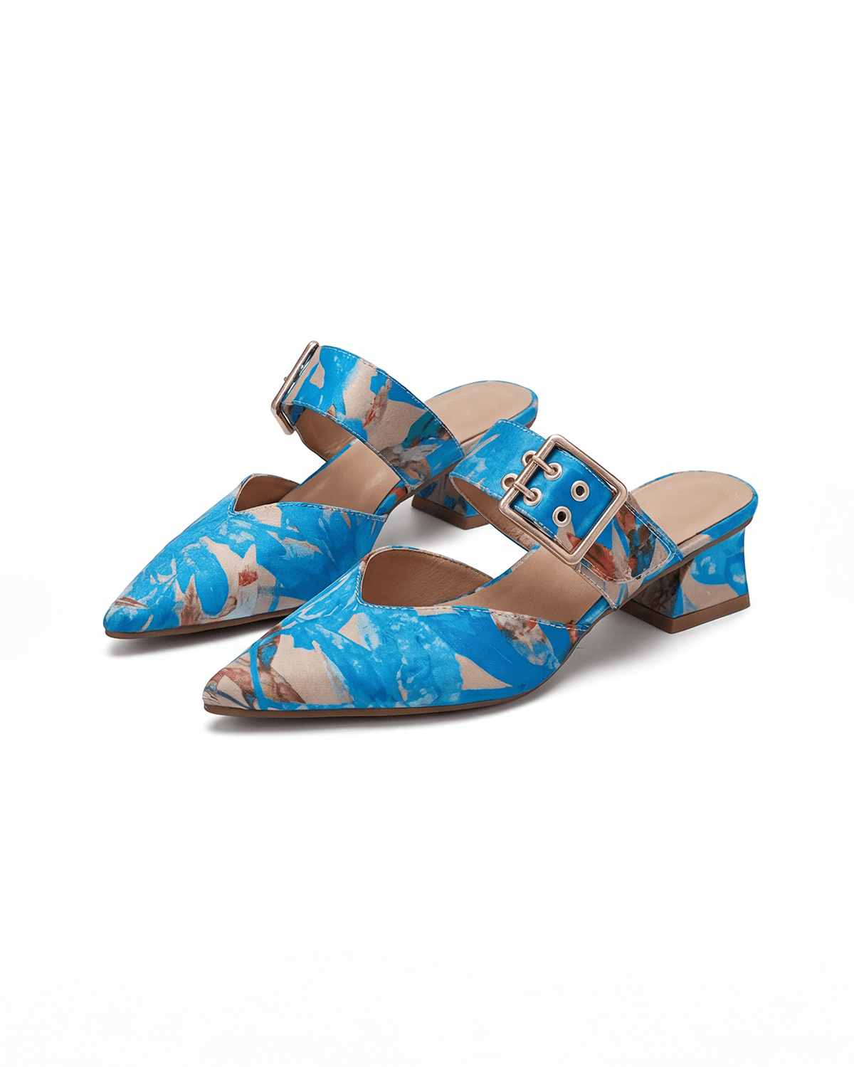 Salones slingback para mujer con tacón ancho: con correa y hebilla