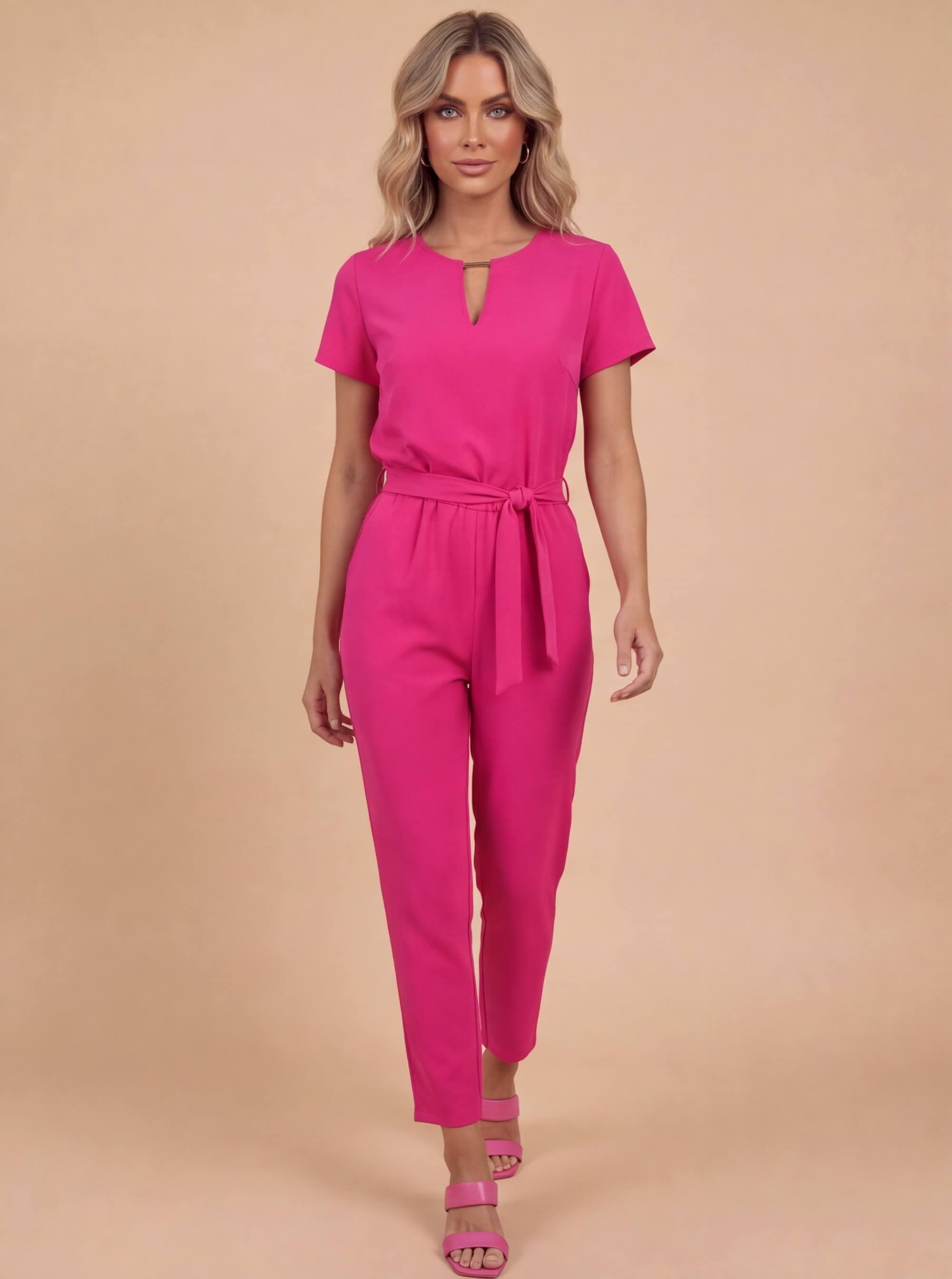 Damen Jumpsuit – Eleganter Kurzarm Jumpsuit mit Maßgeschneiderter Passform